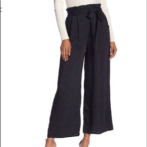 Code x Mode Black Plaid Wide-Leg Pants Stretch
